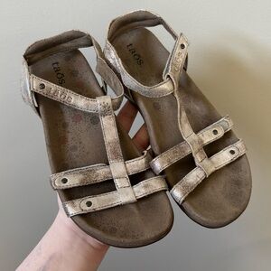 Taos women’s brown metallic strap sling back sandals